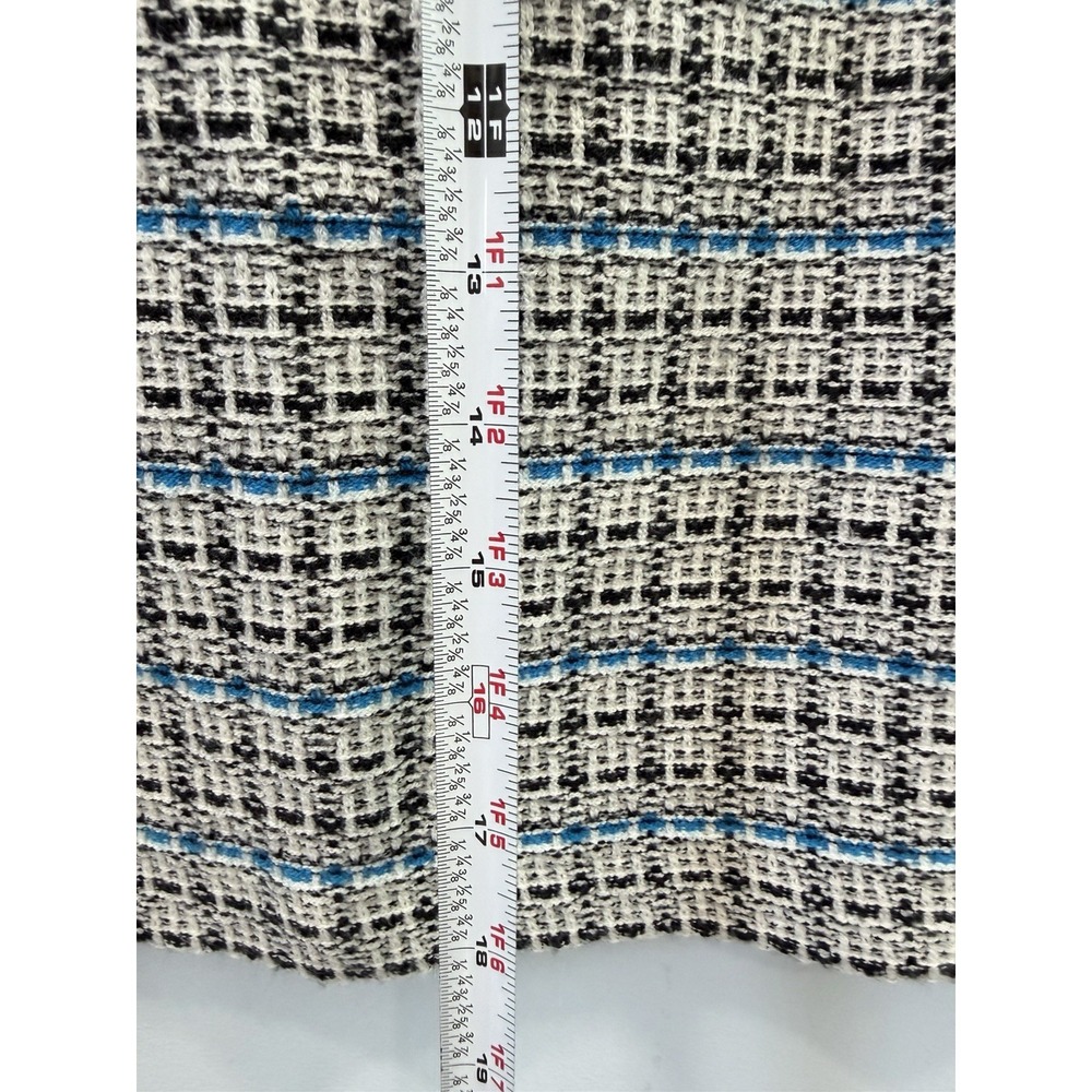 Talbots Textured Tweed Mini Skirt Blue Stripe Knit Career Size 12 Preppy - Picture 7 of 7